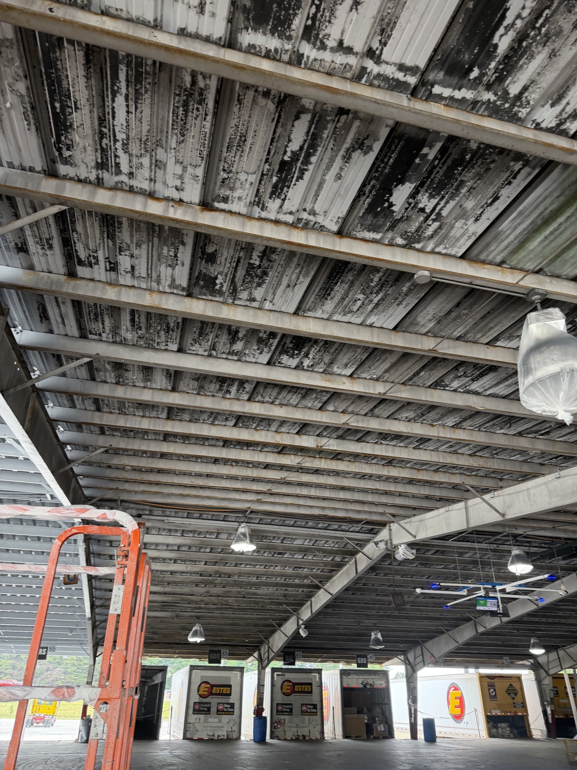 Terminal roof structure before preparation and painting